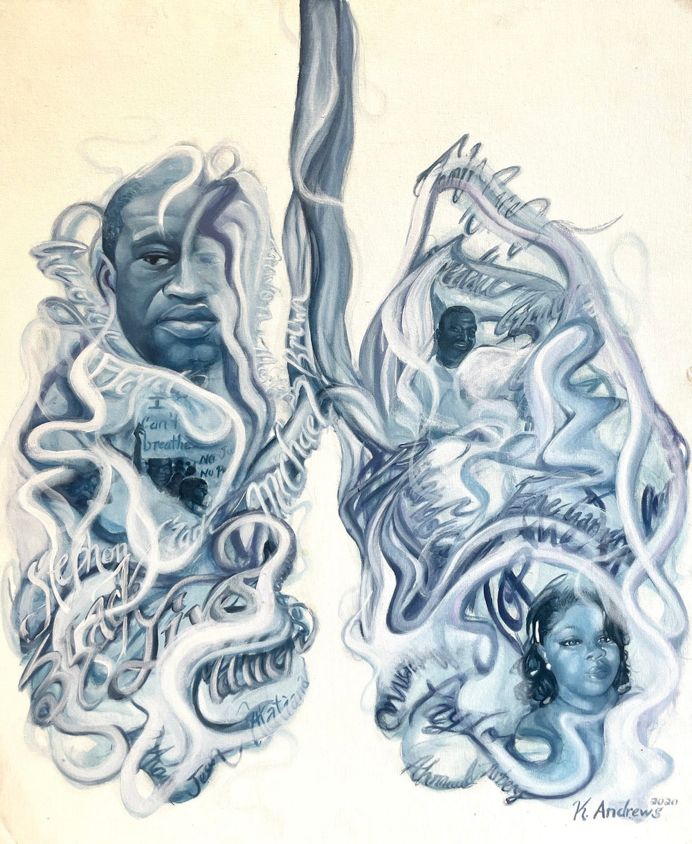 expressionist incarceration blue and white paint 