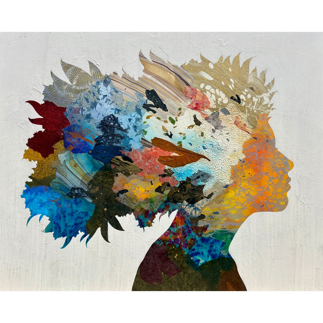 Born to Bloom by Christopher Peter — mixed media painting of a woman&