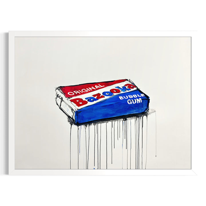retro candy drawing illustration doodle red white blue black ink dripping on white paper charcoal framed in white