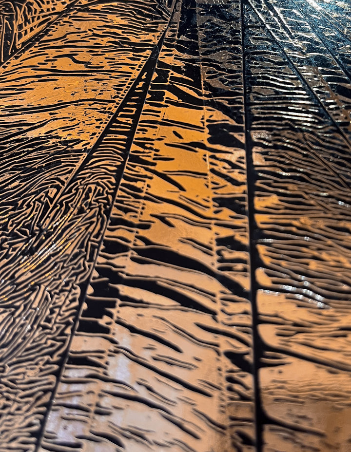 Copper Texture No. 102 by M. Clark, crackle textured copper foil on black background
