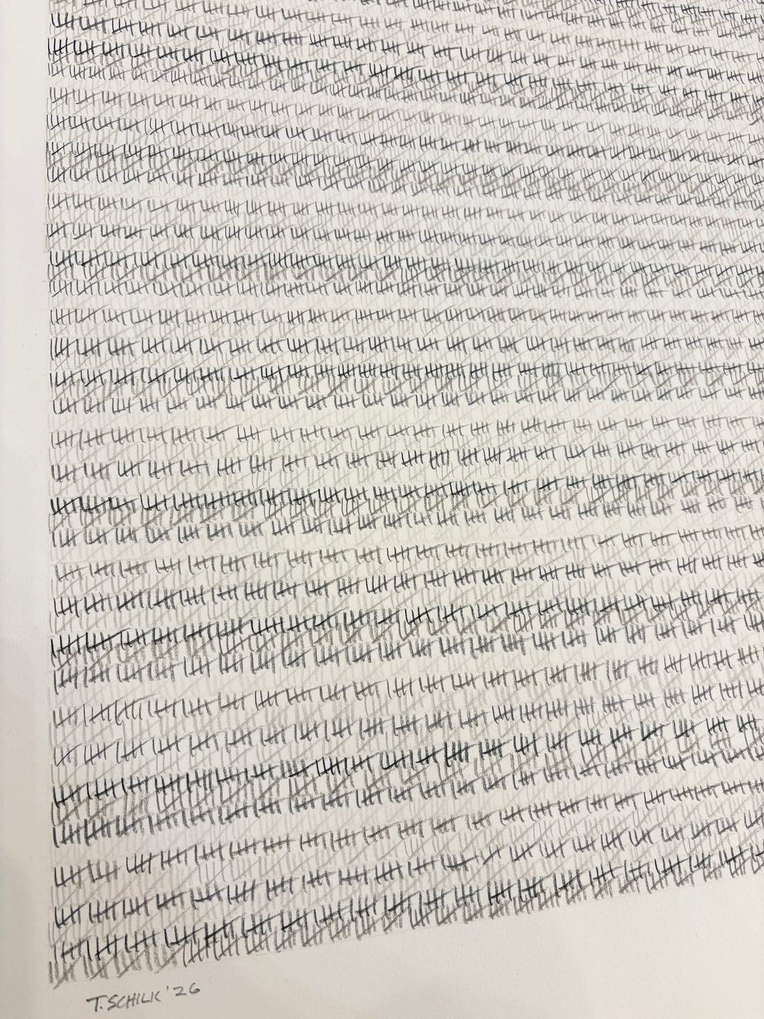 hatch mark showing time spent in prison minimal grey black and white lines on paper vertical pattern