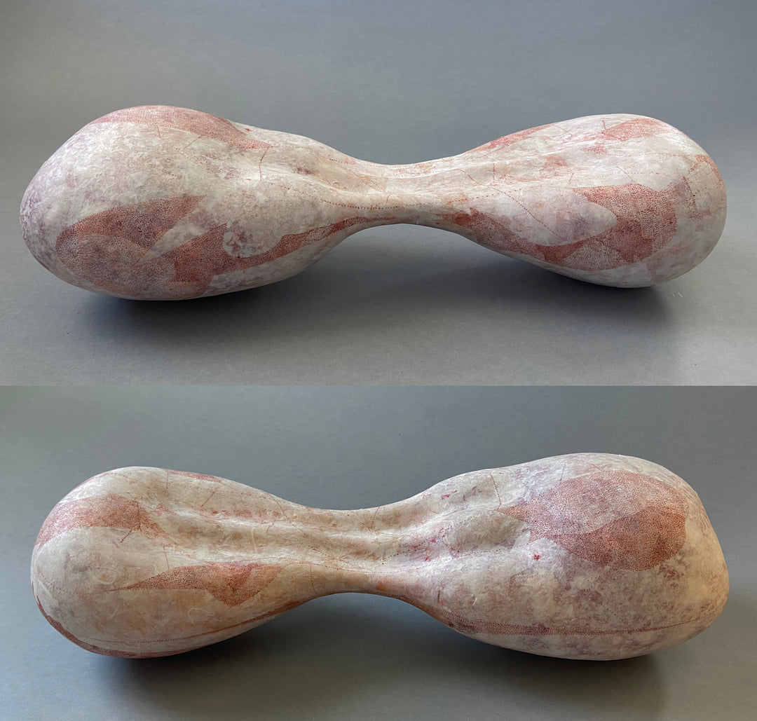 organic round hand formed shapes delicate in white and red detail