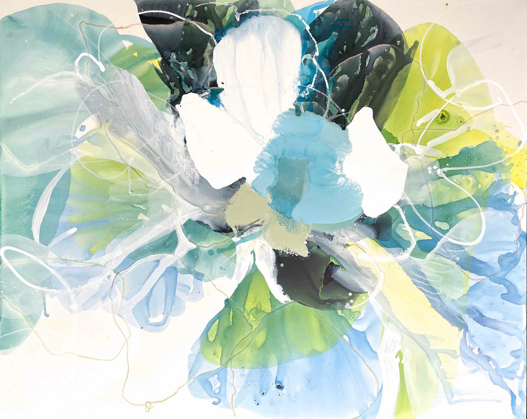 Echo 2 — original abstract painting by Liz Barber, featuring layered bursts of color and energy. Available at Morton Contemporary Gallery, Philadelphia