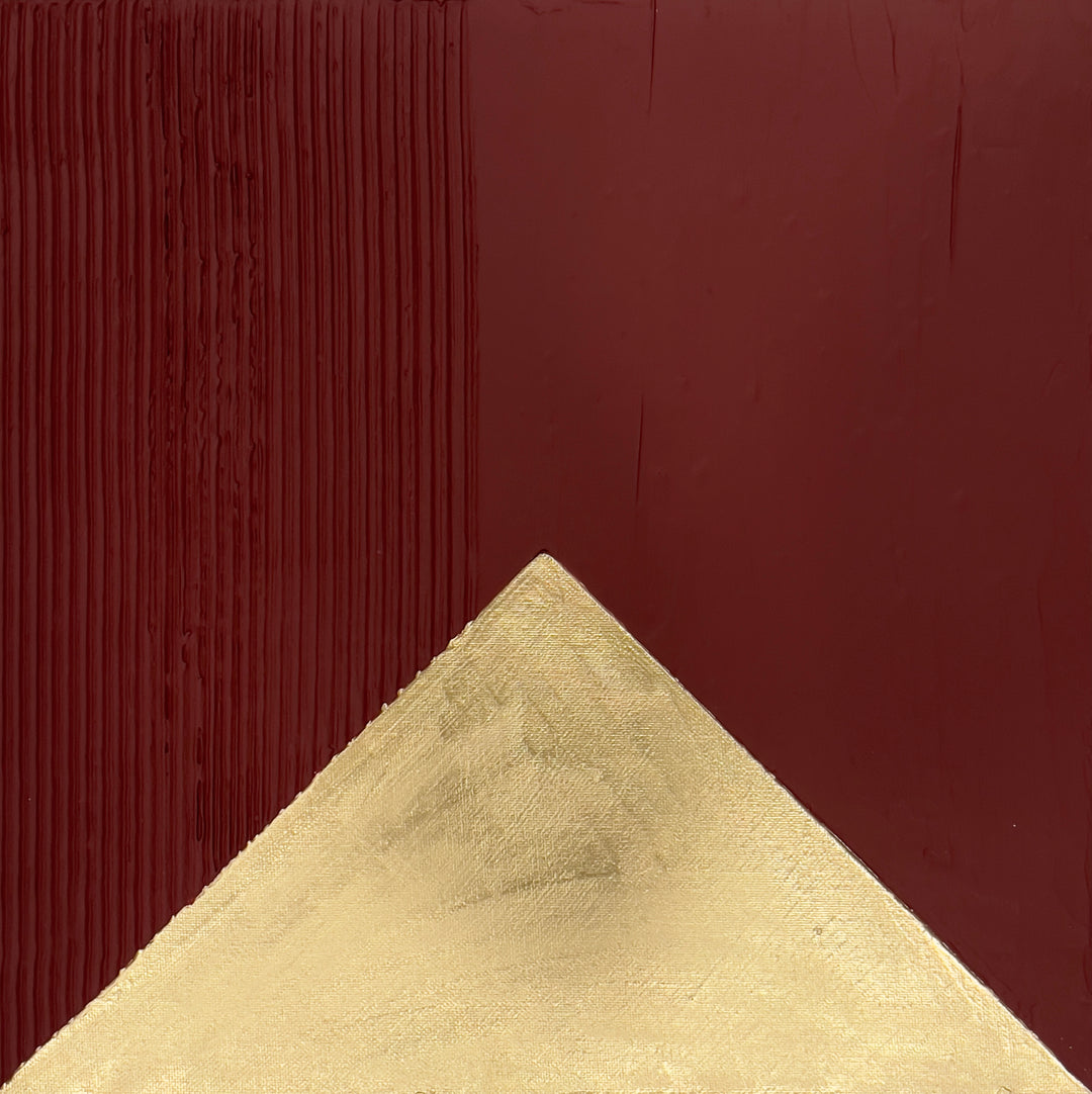 Red, Maroon, Gold, Geometric, Texture, Contemporary, Abstract, Female Artist