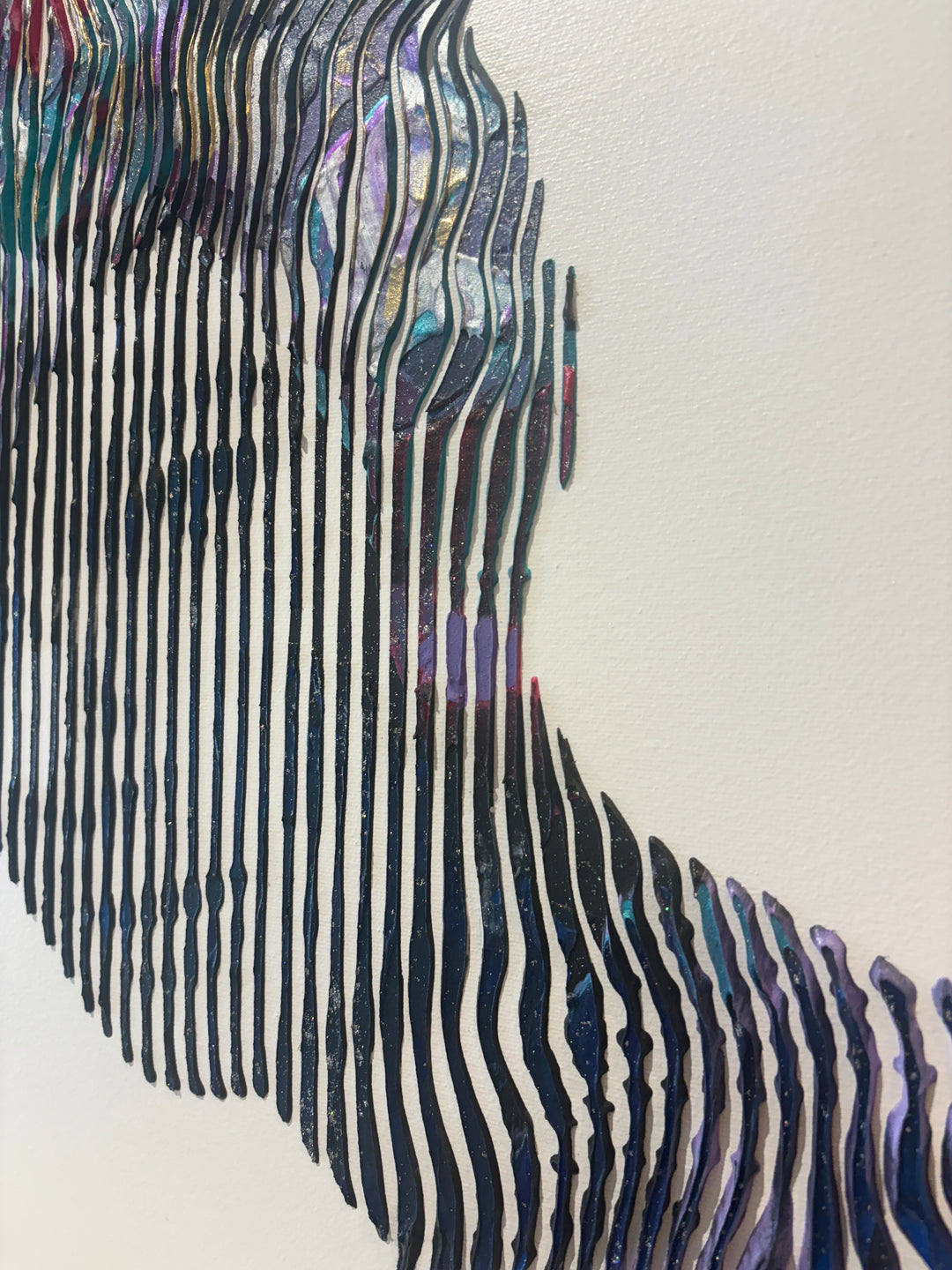 Audrey Hepburn famous Hollywood actress figure portrait painting line work vertical illusion 20 x 20 by Virginie Schroeder