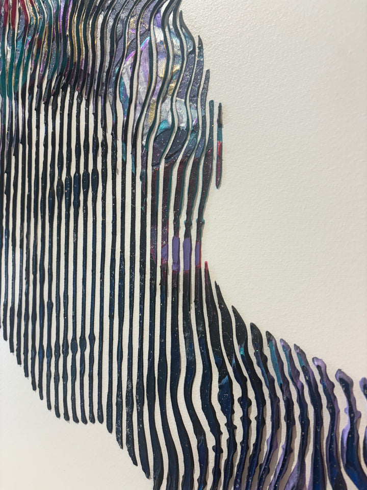 Audrey Hepburn famous Hollywood actress figure portrait painting line work vertical illusion 20 x 20 by Virginie Schroeder