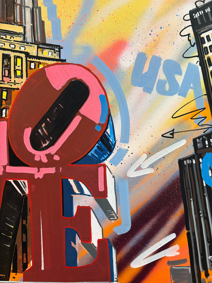 LOVE philadelphia pennsylvania sight seeing urban landscape city buildings illustration graffiti graphic acrlyic and marker 