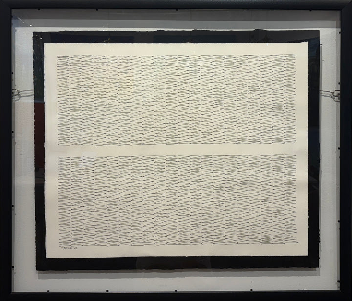 pen line geometric minimalism on paper symbolizing life line time passed in black and white in frame