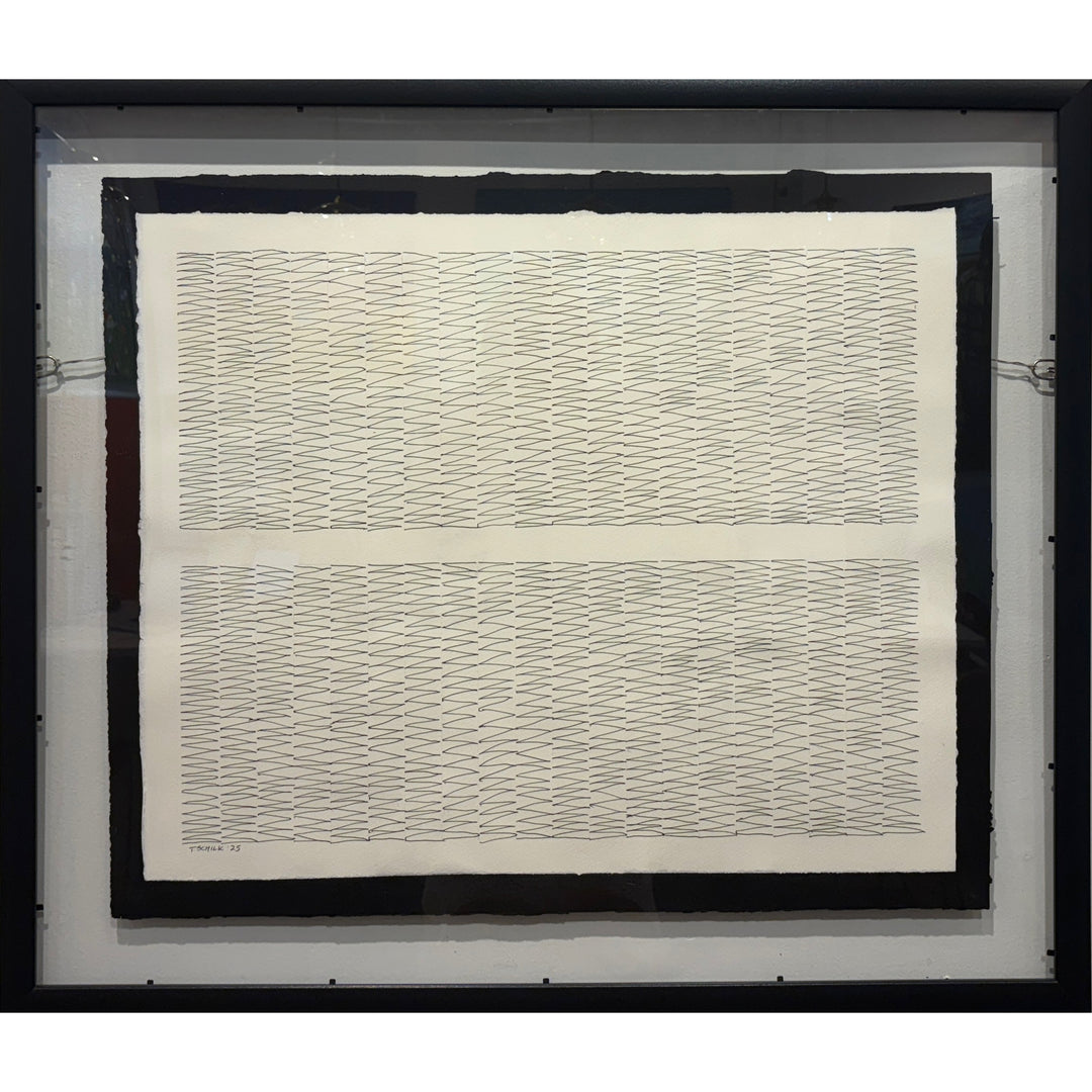 pen line geometric minimalism on paper symbolizing life line time passed in black and white in frame