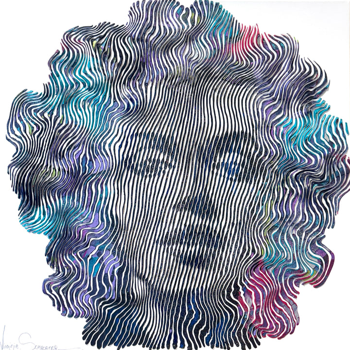 Marilyn Monroe Velvet Stardust acrylic paint swirled line work portrait female figurative painting