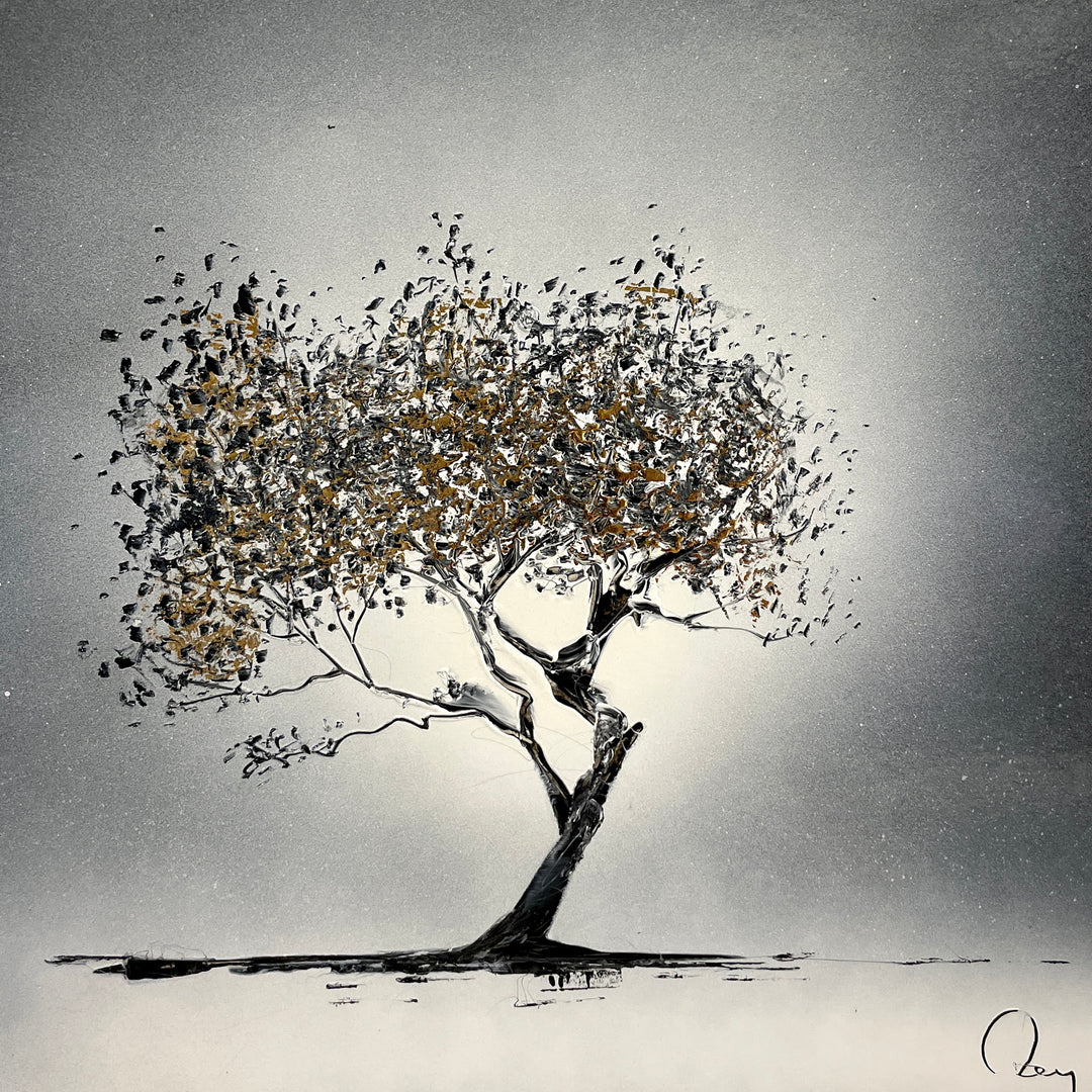 gold tree in white night black lacquer