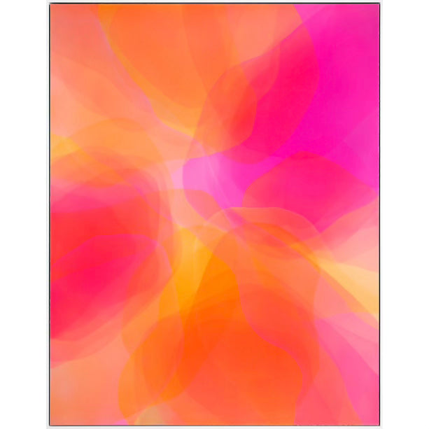 Abstract ethereal blending of gradient colors overlapping transparency pink yellow orange colors in organic shapes