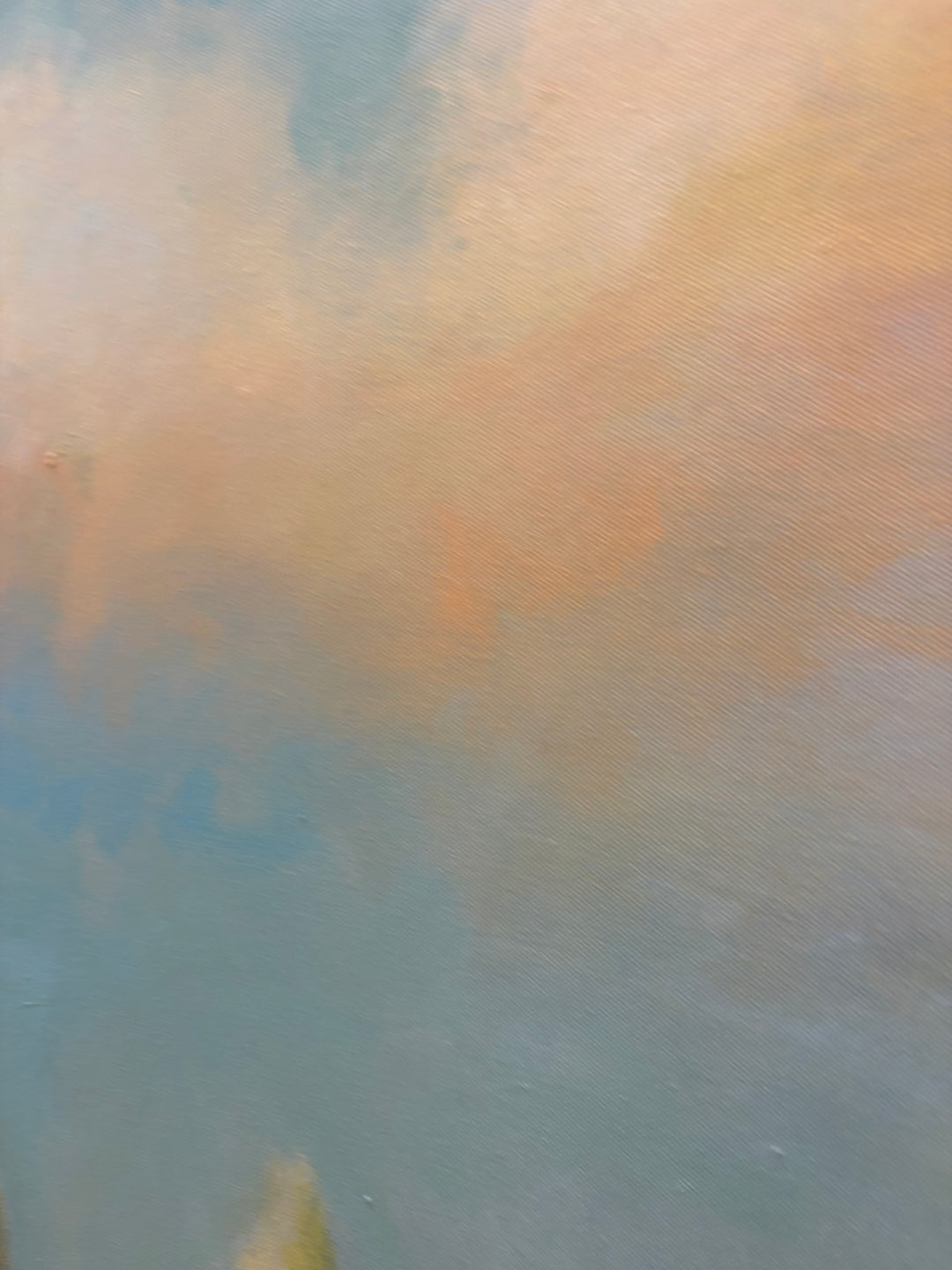 surreal soft landscape of trees and pastel sky with clouds horizontal painting
