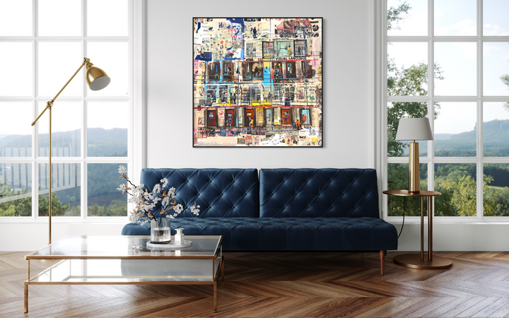 magazine paper clipping collage cell block prison mixed media collage textured painting by kieth andrews