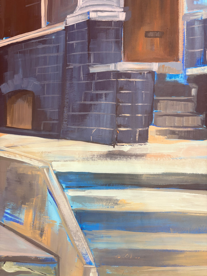 friends chilling hanging out on front porch stoop photo series in acrylic by keith andrews figurative portrait expressionism