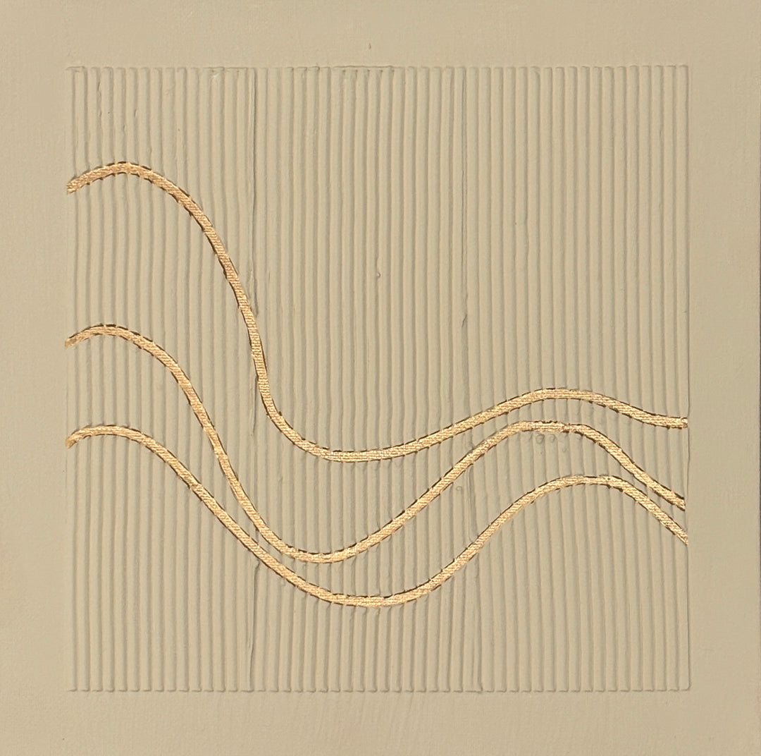 beige striped background with organic abstract gold lines 
