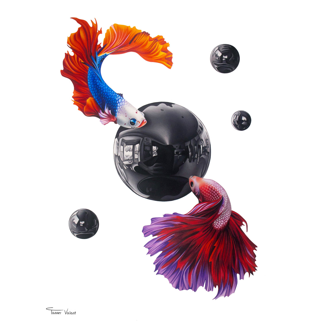 Photorealism, Photorealistic, Color Pencil, Pencil Drawing, Contemporary Art, Surrealism, Coy Fish, Purple, Blue, Orange