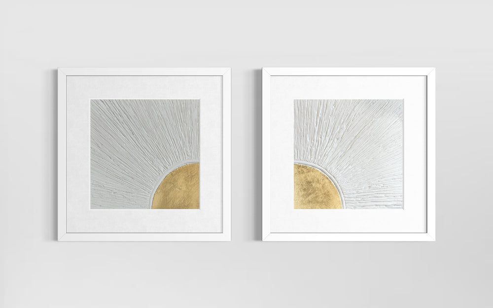 corner golden circle with textured white background rays in lines abstract minimal