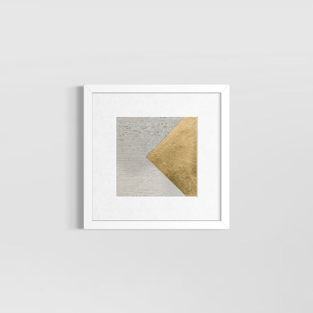sideways golden triangle horizontal striped textured white background minimal abstract
