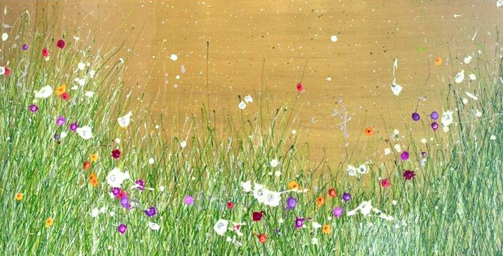 All That Glitters Is Gold 061622, artwork by Eric Heitmann. Oil, acrylic, and resin on canvas. 48 by 96 inches.