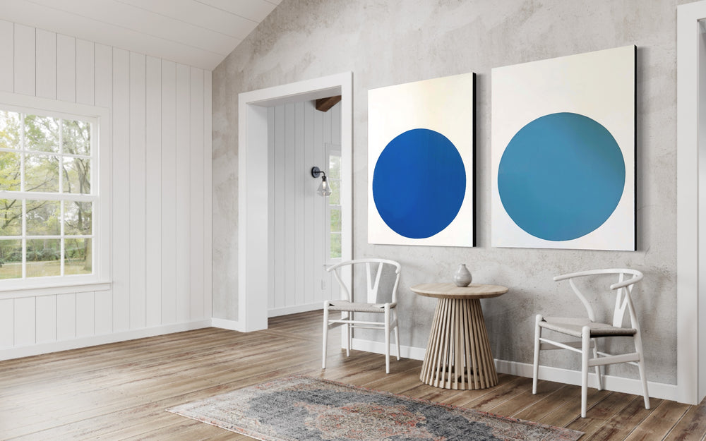 “Pool of Cold Springwater,” artwork by Stephanie Henderson, displayed in a home. Acrylic and resin on wood panel. 36 by 48 inches. 