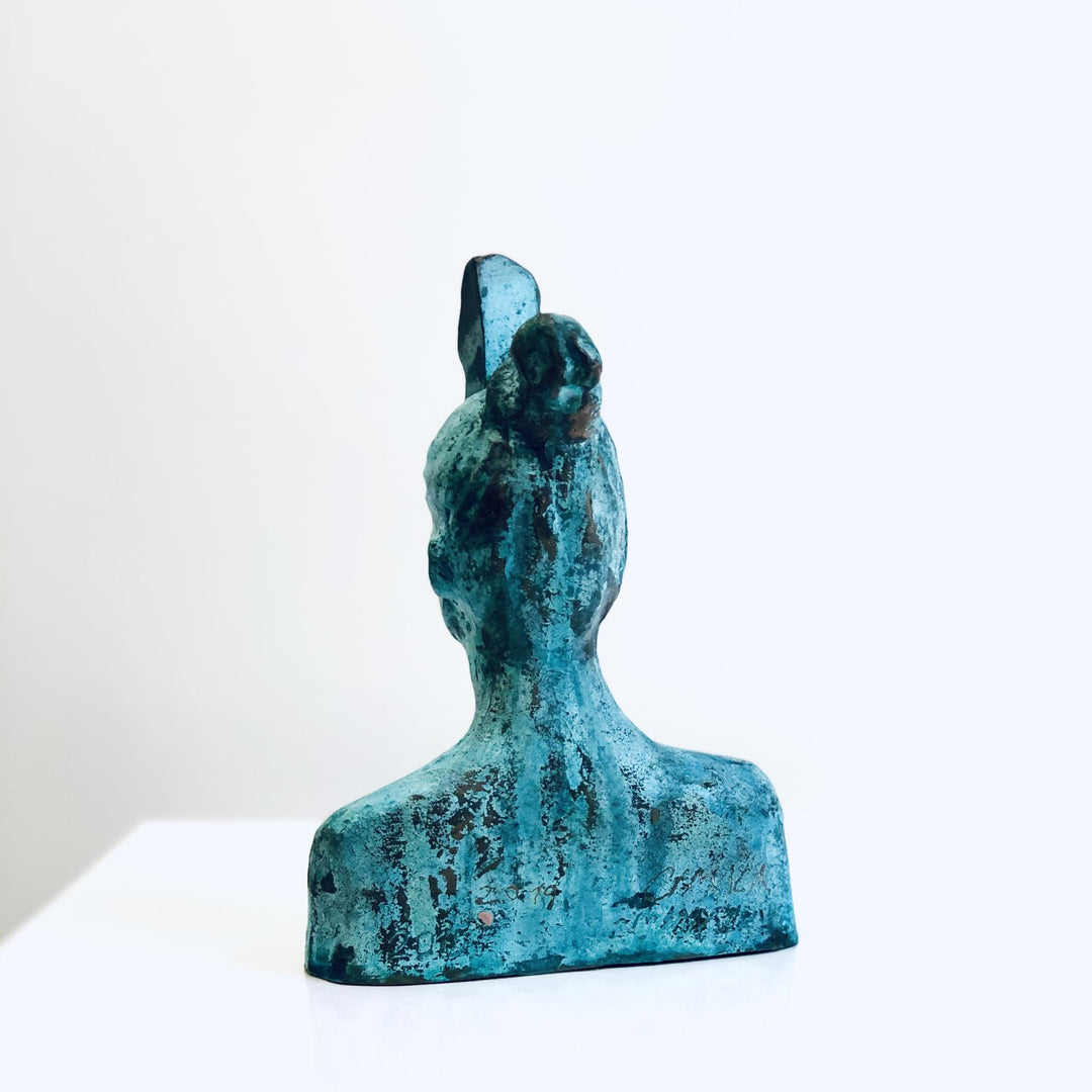 Shifted II, sculpture by Michal Cimala. Bronze. 6 by 4 by 2.25 inches.