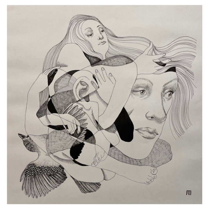 La Méché Rebelle by Florent Blache. Ink &amp; acrylic on paper.